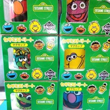 Unused Boxed Vintage Sesame Street Ceramic Mug Cup Lot Set of 6 Prize Limited JP