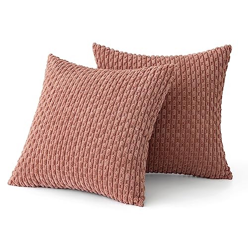 Throw Pillow Covers Soft Corduroy Decorative 16" x 16" (Pack of 2) Blush Pink - Picture 6 of 6