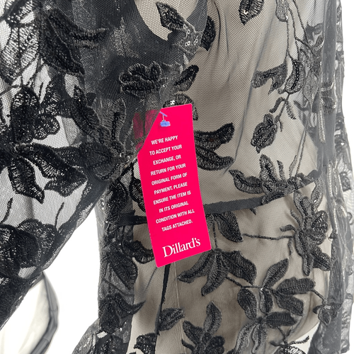 Alex Evenings Black Embroidered Lace Sequin Kimono Jacket 2X NWT 3/4 Sleeve - Picture 9 of 13