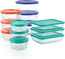 Simply Store (12-Pack) Glass Food Storage Containers Set, (1, 2, & 3 Cup) Meal P