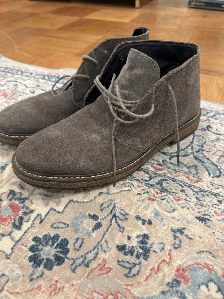 Clarks Darning Hi Chukka Boot Leather Stitched Lace Up Mens 9.5M Gray Yellow Chukka Gray Boots for Men for sale | eBay main image 4