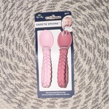 Itzy Ritzy Sweetie Spoons Silicone Spoon Fork Set Pink 6 Months