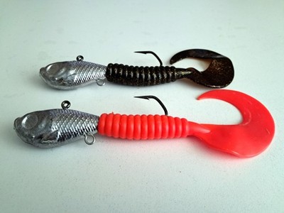 2 Stk. Ultra Minnow Jigs 180g. mit Baer Fat Mam 16cm VMC 10/0  Jig Pilker