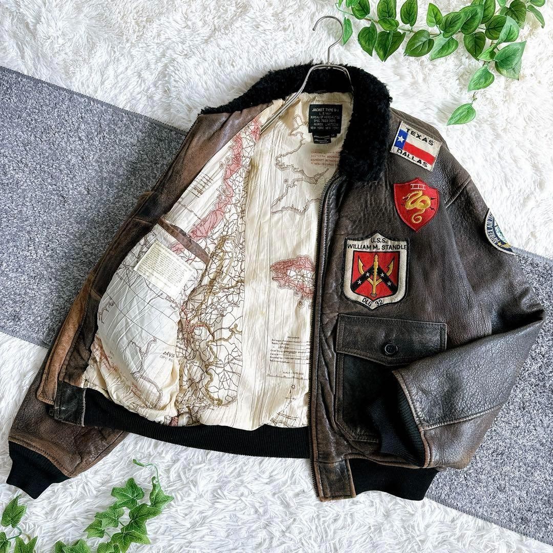 Rare 80S Avirex Top Gun Flight Jacket G-1 M Size Top-Gun Leather Brown 2604TK image 10