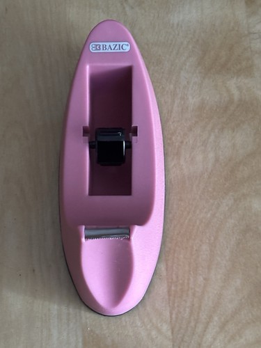 Pink Desktop Tape Dispenser BAZIC Standard Size 1" Core Rolls Desk Office Home