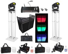  2 American DJ Hydro Profile Wireless DMX Moving Head Spotlights Control Stands