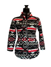 Columbia Youth Black Red White Sherpa Fleece Full-Zip Sweatshirt Medium 10/12