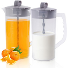 2 Quart/64Oz Mixing Pitcher with Adjustable Plunger  Lid - Bpa-Free, Leakproof