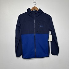 Under Armour Full Zip Hooded Jacket Youth Large Blue Colorblock