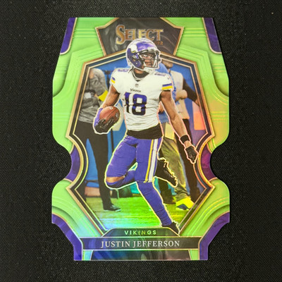 Justin Jefferson 2022 Panini Select Premier Neon Green Die-Cut Prizm #163 /299