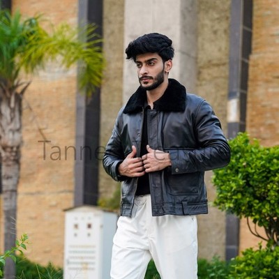 Men's Black Premium Leather Jacket Handmade Genuine Lambskin Leather Jacket