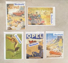 Blech-, Metallpostkarten, 10 x 15 cm, Automobilwerbung. OVP, unbenutzt