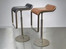 Pair La Palma LEM Leather Bar Stools Wenge & Chrome Height Adjustable DELIVERY*