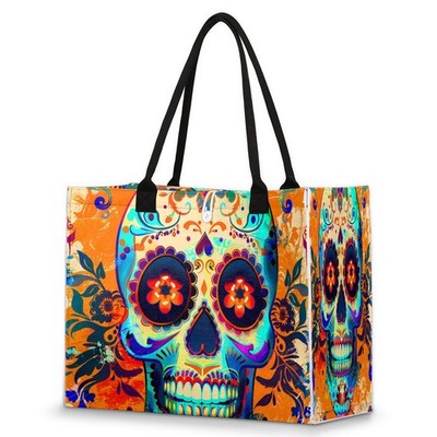 AUUXVA Beach Tote Bag Mexico Day Of The Dead 13x16.5x6.7 inches, Sugar Skull 