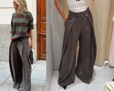 Zara ZW Collection Front Pleat Trousers Size S (8 10) Taupe Brown 6136/245