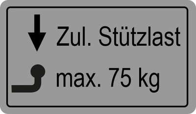 Stützlastaufkleber Stützlast Stützlastschild Anhängerkupplung 75kg 1 Stück 5073