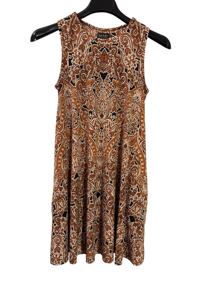 Vestido Nicole Miller Sin Mangas Cachemira Línea A Bolsillos Talla S Hasta la Rodilla Foto 2 de 4