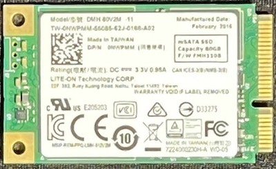 Dell Lite-On 80GB mSATA SSD / Model: DMH-80V2M / NWPMM