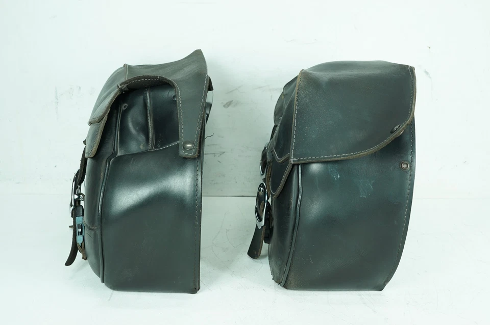 01 Harley Sportster XL883 Hugger OEM Rear Left Right Saddlebags Luggage Leather - Image 2 of 4