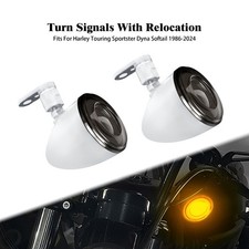 Front Bullet LED Turn Signals With Relocation Chrome For Softail Touring FLHR