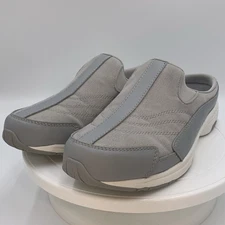 Easy Spirit Traveltime Women’s 9.5 N Gray Leather Slip-On Mules Comfort Shoes