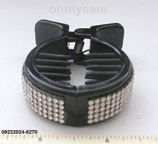 CLOSEOUT 10 6 NEW BLACK PLASTIC HAIR CLIP FLAT COMB /CLEAR STONE 1 3/4 " FISH