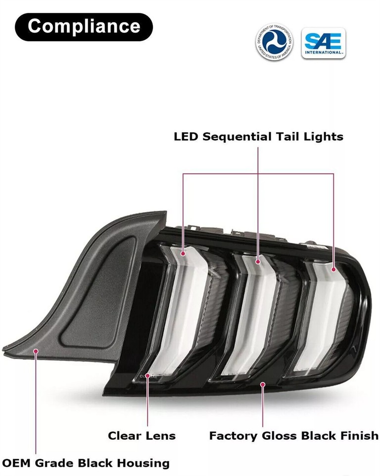Left+Right Clear Tail Lights Sequential Turn Signal LED For 2015-22 ...