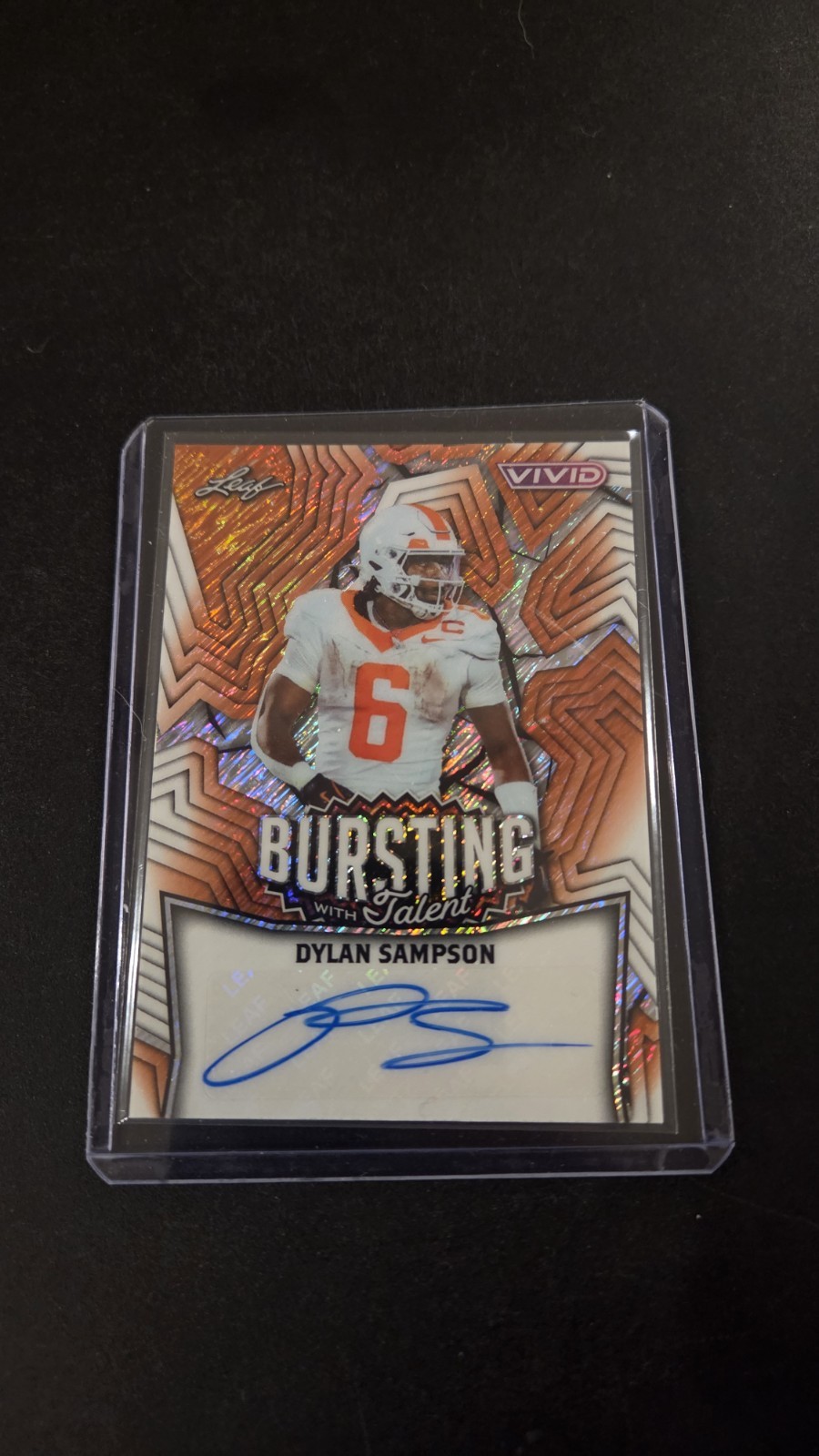 2025 Leaf Vivid Dylan Sampson #TA-DS1 Bursting With Talent Orange Auto 3/4