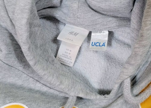 UCLA Bruins Womens Medium Gray Hoodie Yellow Spell Out Logo Long Sleeve - Picture 5 of 6