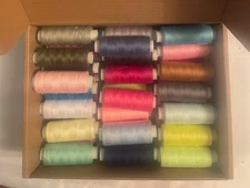 100% Polyester Thread - Lot of 42 Spools - 10500 Yards Various Colors