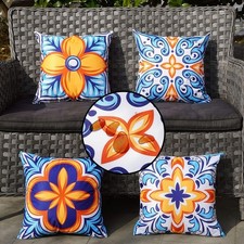 Outdoor Pillow Covers Waterproof 16x16 Set of 4 Floral Boho Decorative Throw