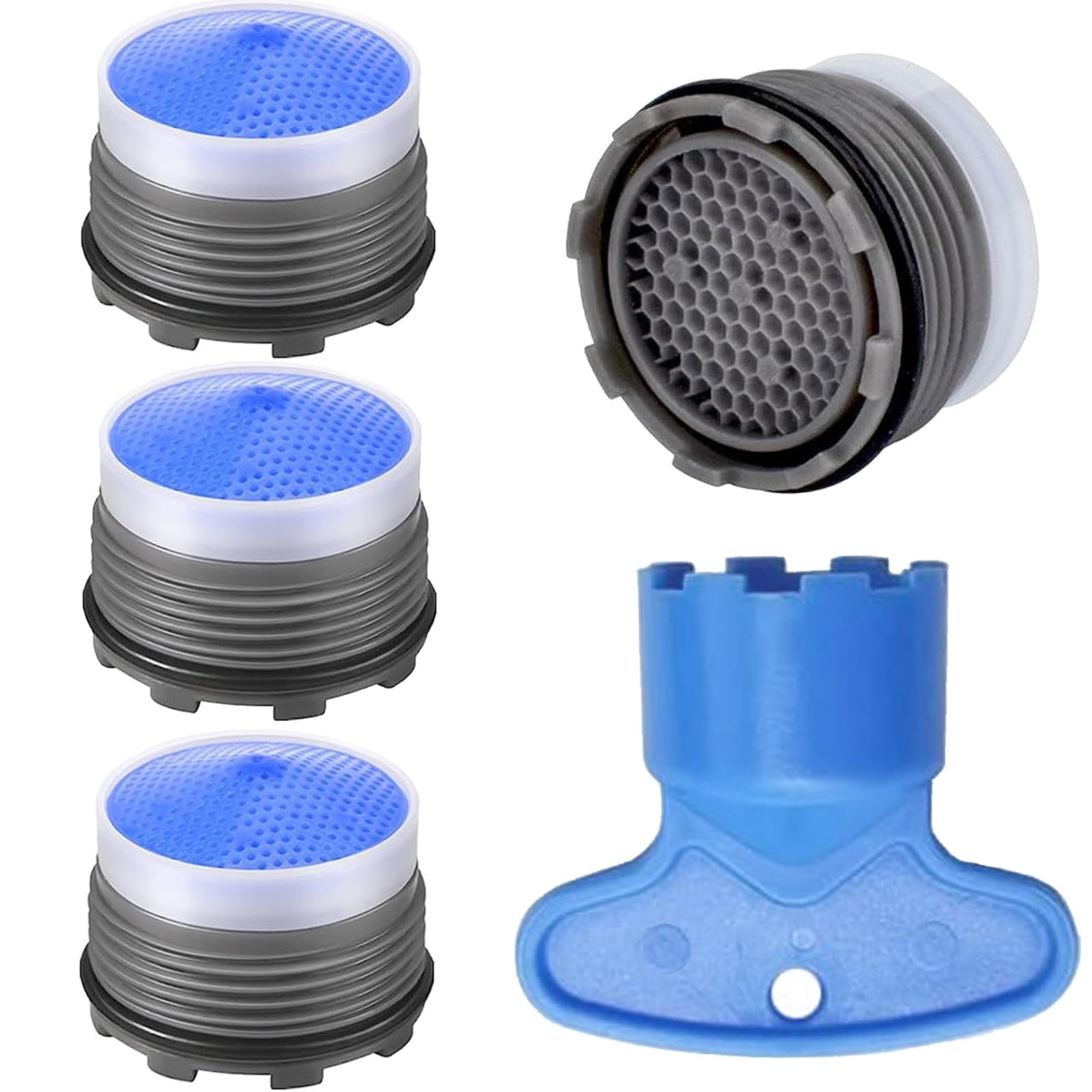 "4PC Faucet Aerator Set with Key - 18.5mm Water-Saving Flow Restrictor"