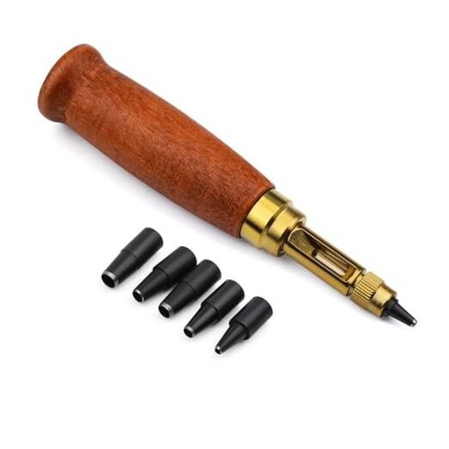 Adjustable Japanese Screw Punch, Screw Hole Punch, 6 Tip Sizes Leather Paper