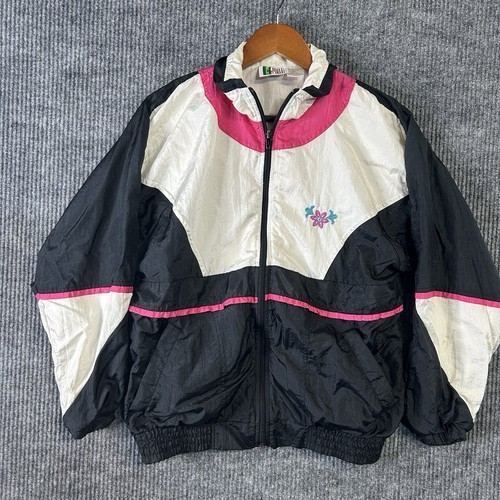 Vintage Windbreaker Women’s Small Bold Spirit Workout Track Full Zip Jacket