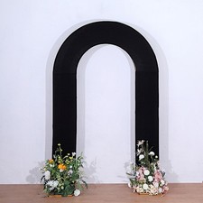 8ft BLACK Fitted Spandex Open Arch Double Sided Backdrop STAND COVER Party Event