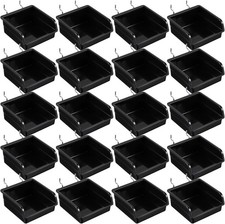 20 Pack Pegboard Bins With Metal Hooks, Black Storage Bins,