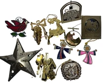 Christmas Ornament Ornaments Lot Metal & Stained Glass Assorted Vintage Variety