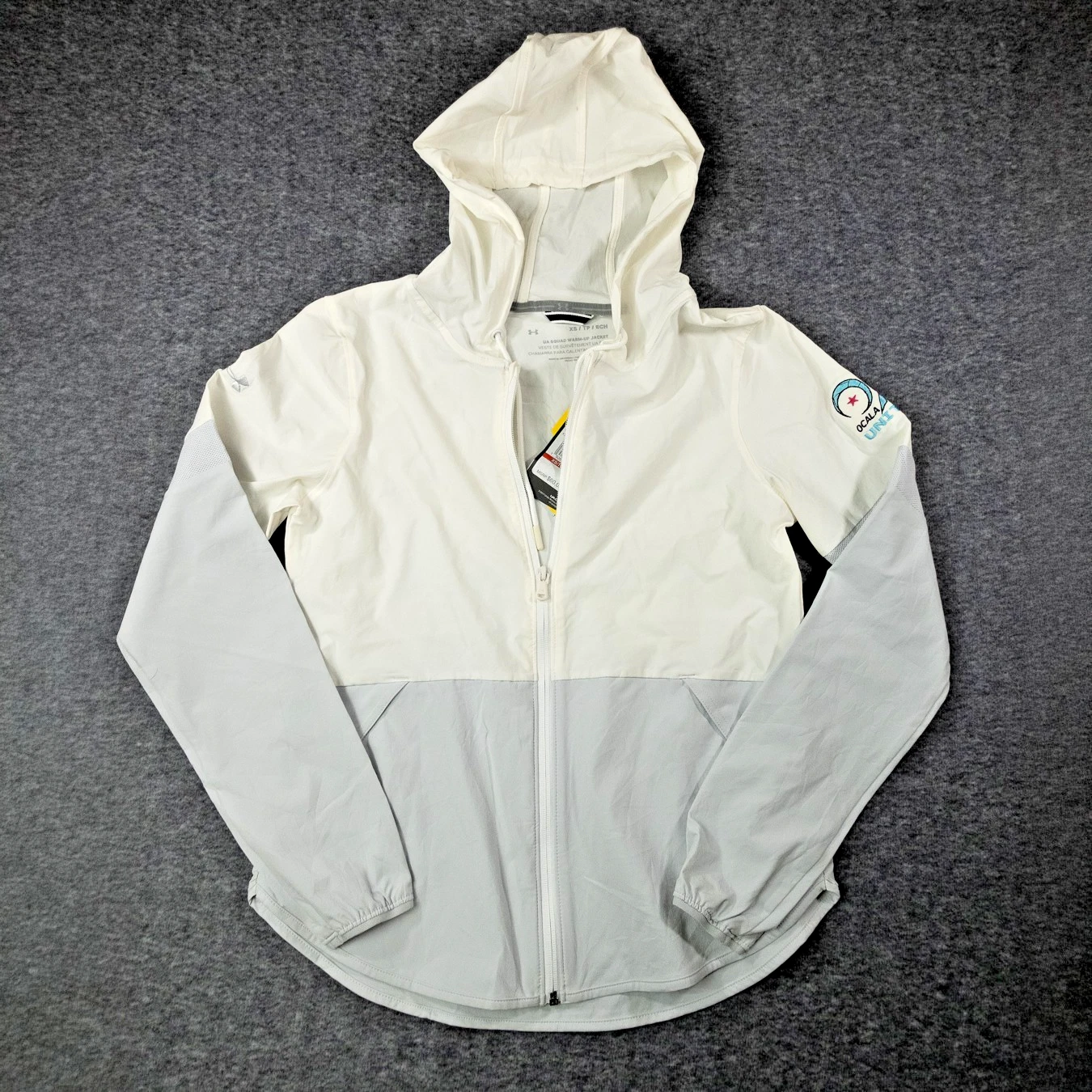 Under Armour UA Squad Warm-Up Jacket XS NWT White Gray Storm Full Zip Ocala Pwr
Opens in a new windo