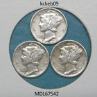 Mercury dime lot of 3, 1942-D, 1942-P, 1942-S.  90% silver coins — photo 1
