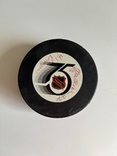 Vintage NHL Official Hockey Puck – NHL Shield Logo – Handwritten Notes on Label