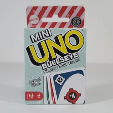 Mattel Mini Uno Bullseye Holiday Edition Family Card Games Colorblind Accessible