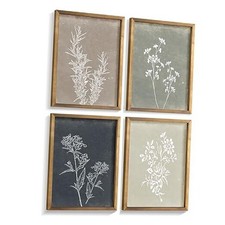 Framed Boho Wall Art Set of 4 for Wooded Minimalist Botanical 8"x10" Brown
