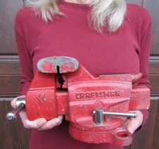 NICE! Vtg CRAFTSMAN 391-5180 Swivel Base 3-1/2" Bench Vise Pipe Jaws/Anvil 17 lb