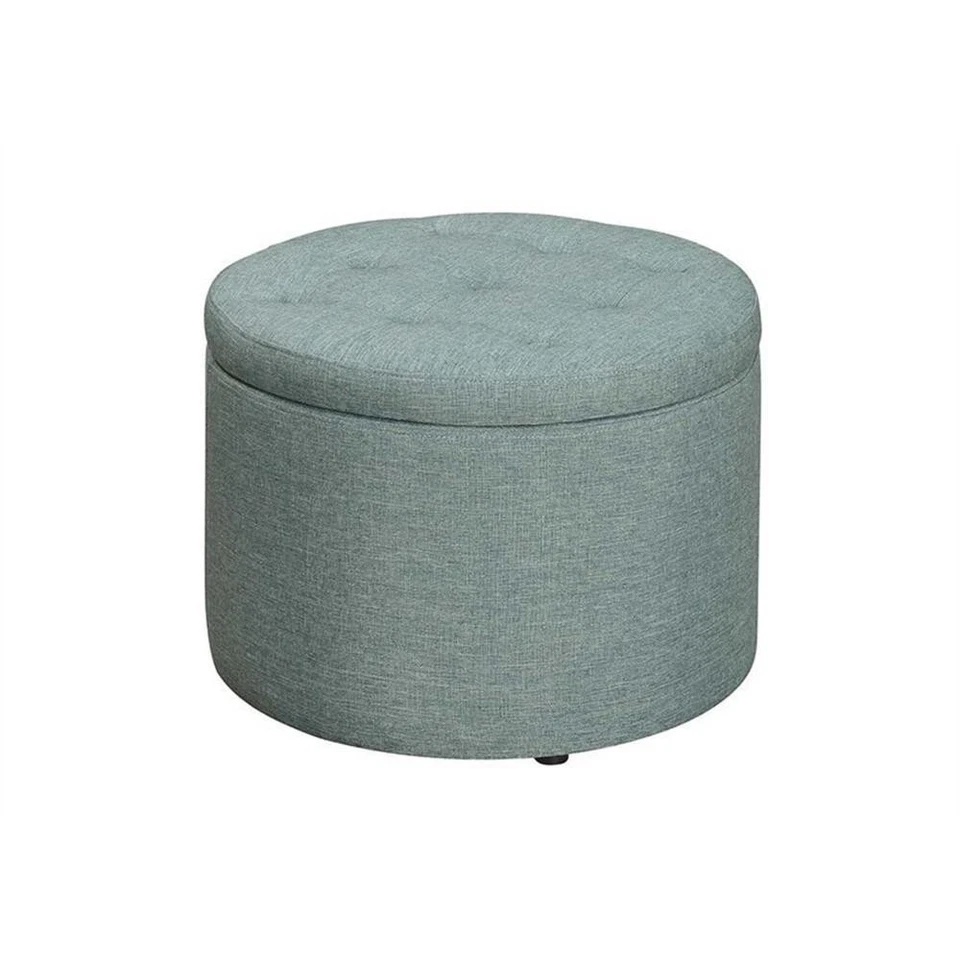 Convenience Concepts Designs4Comfort Round Shoe Ottoman in Green Fabric - Image 2 of 4