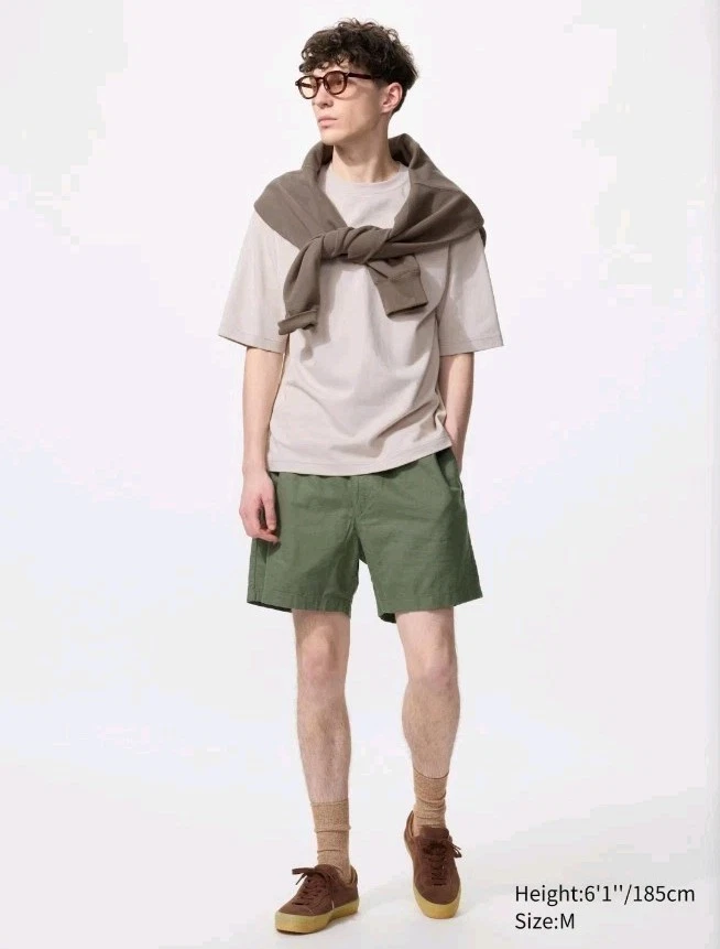 UNIQLO Linen Blend Easy Shorts | Olive | Size M