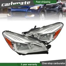For Ford Escape SUV 2013 2014 2015 2016 Chrome Amber Headlights Assembly Pair
