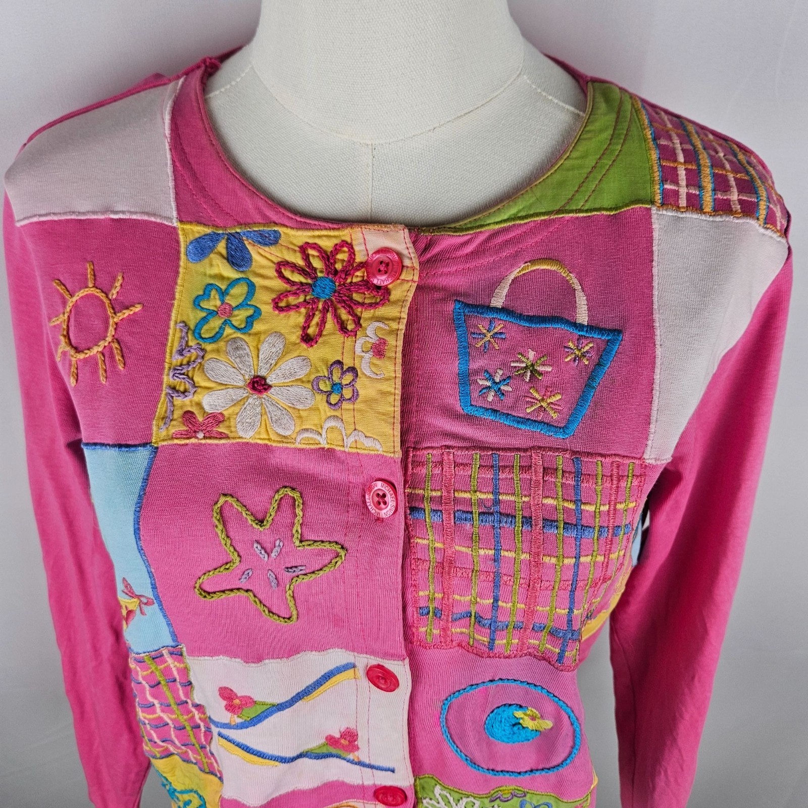Michael Simon Embroidered Patchwork Cardigan Smal… - image 3