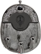 Cameron Kleid Sporran 3 Quasten Nieten Celtic Arch Scottish Clan Crest