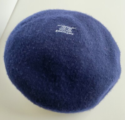 Vtg Knitworks Royal Blue 100% Wool Beret Hat with Black Bow Made in Hong Kong‎ VINTAGE made in Hong Kong 100% wool Knitworks navy beret  main image 3