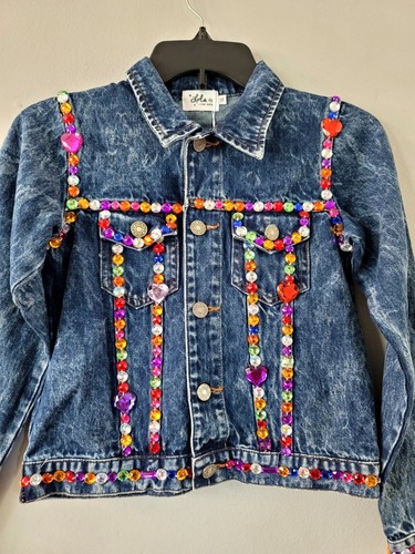 Lola and the boys jelly bean denim jacket. Nwt Size 14 Runs Small. Gems - Picture 3 of 12